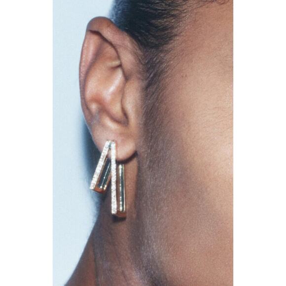 Nwt- Zara - SPARKLY DOUBLE EARRINGS - Picture 1 of 5